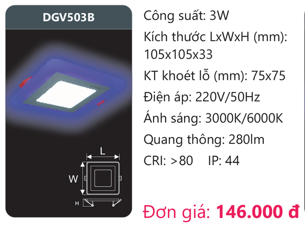 Đèn Led panel Duhal DGV503B