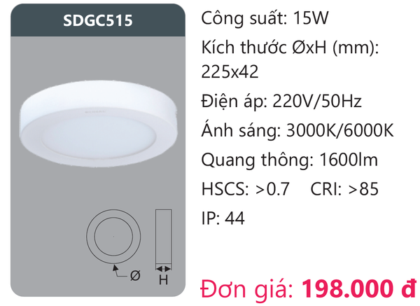Đèn Led panel Duhal SDGC515