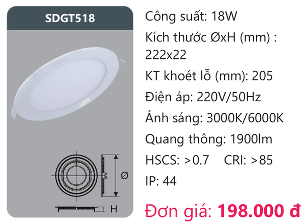 Đèn Led panel Duhal SDGT518