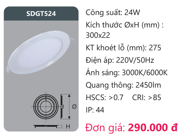 Đèn Led panel Duhal SDGT524