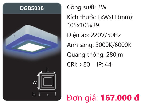 Đèn Led panel màu Duhal DGB503B