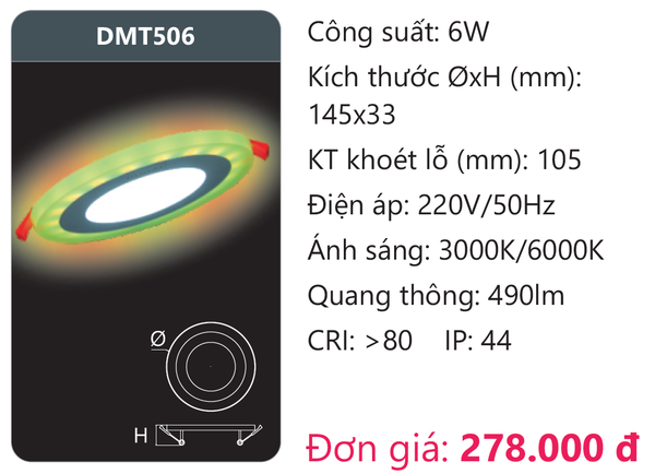 Đèn Led panel màu Duhal DMT506
