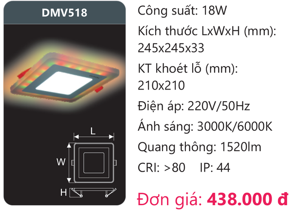 Đèn Led panel màu Duhal DMV518