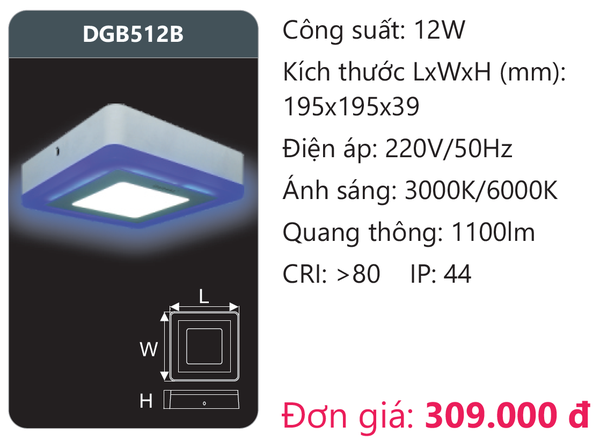 Đèn Led panel màu Duhal DGB512B