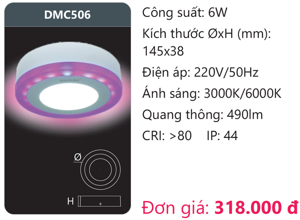 Đèn Led panel màu Duhal DMC506