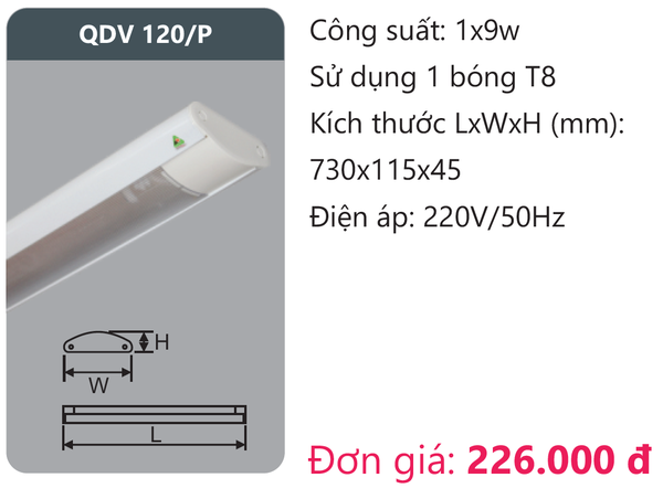 Đèn led ốp trần siêu mỏng Duhal QDV 120/P