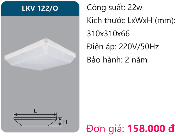 Đèn ốp trần Duhal LKV 122/O