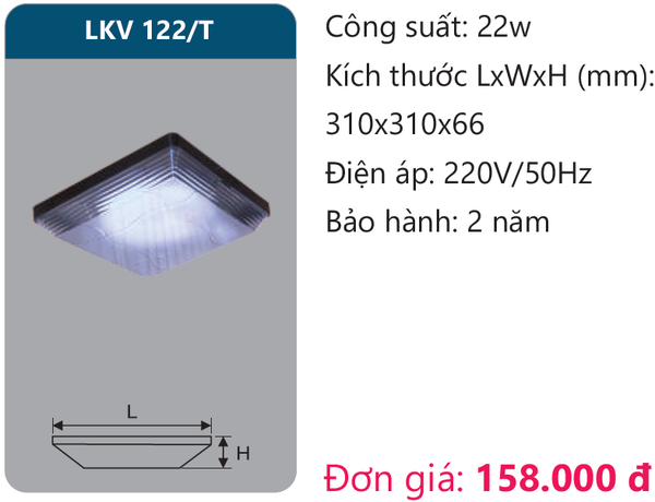 Đèn ốp trần Duhal LKV 122/T