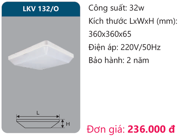 Đèn ốp trần Duhal LKV 132/O