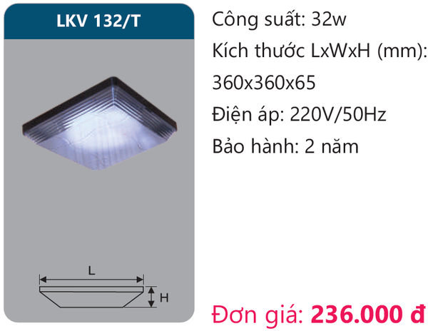 Đèn ốp trần Duhal LKV 132/T