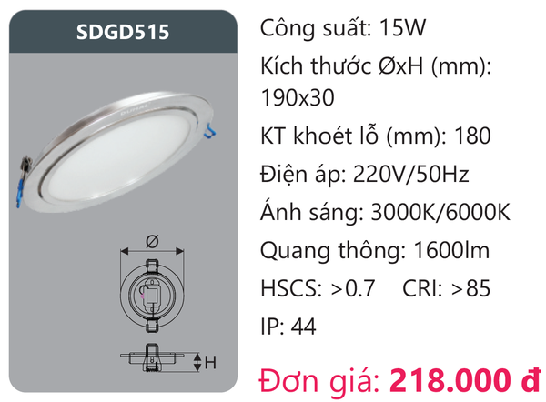 Đèn Led panel Duhal SDGD515