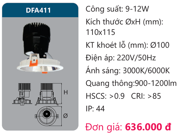 Đèn Led Downlight chiếu điểm Duhal DFA411