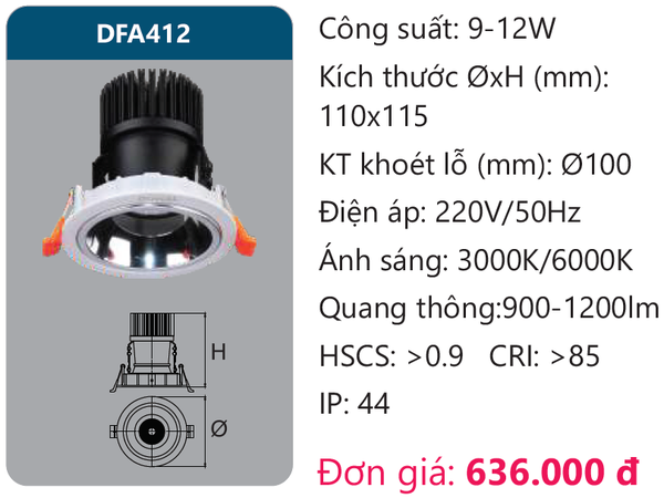 Đèn Led Downlight chiếu điểm Duhal DFA412