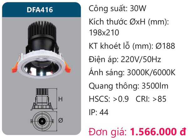 Đèn Led Downlight chiếu điểm Duhal DFA416
