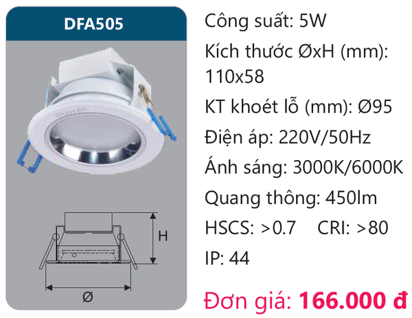 Đèn Led âm trần tán quang Duhal DFA505