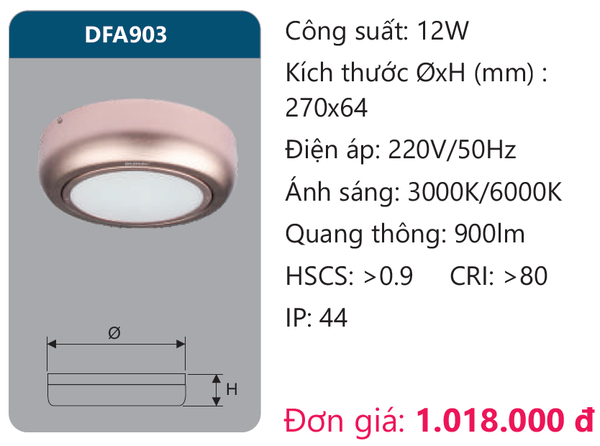 Đèn Led ốp trần gắn nổi Duhal DFA903