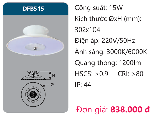 Đèn Led ốp trần gắn nổi Duhal DFB515