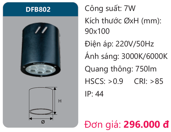 Đèn Led ốp trần gắn nổi chiếu sâu Duhal DFB802