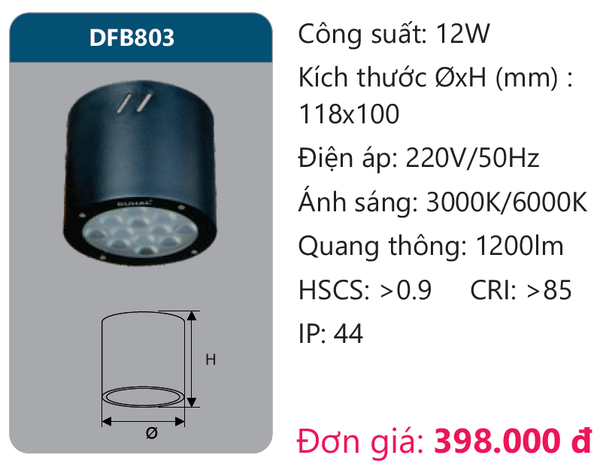 Đèn Led ốp trần gắn nổi chiếu sâu Duhal DFB803