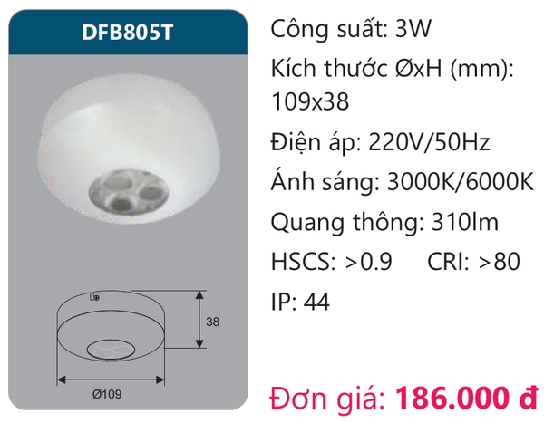 Đèn Led ốp trần gắn nổi chiếu sâu Duhal DFB805T