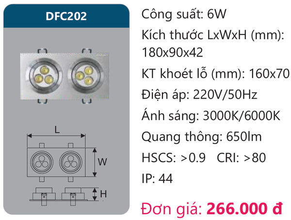 Đèn Led âm trần chiếu điểm Duhal DFC202