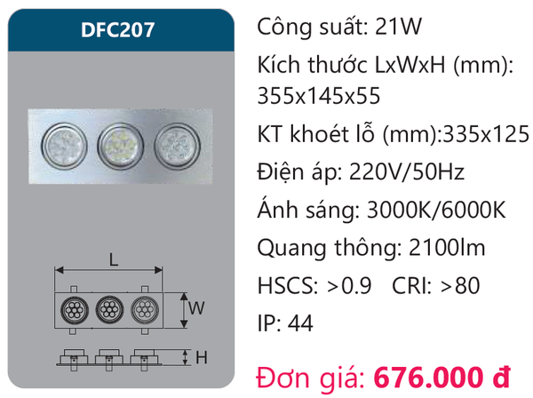 Đèn Led âm trần chiếu điểm Duhal DFC207