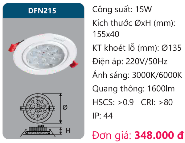 Đèn Led âm trần chiếu điểm Duhal DFN215