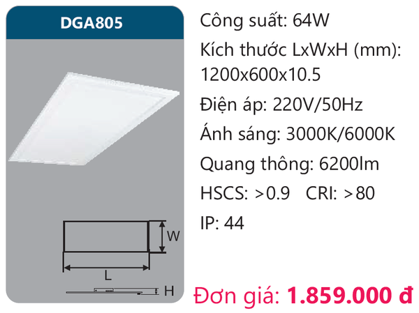 Đèn Led panel bảng Duhal DGA805