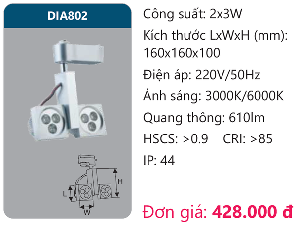 Đèn Led chiếu điểm thanh ray Duhal DIA802