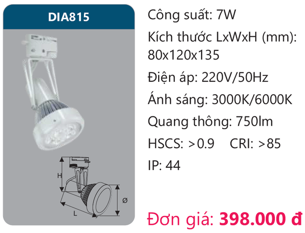 Đèn Led chiếu điểm thanh ray Duhal DIA815