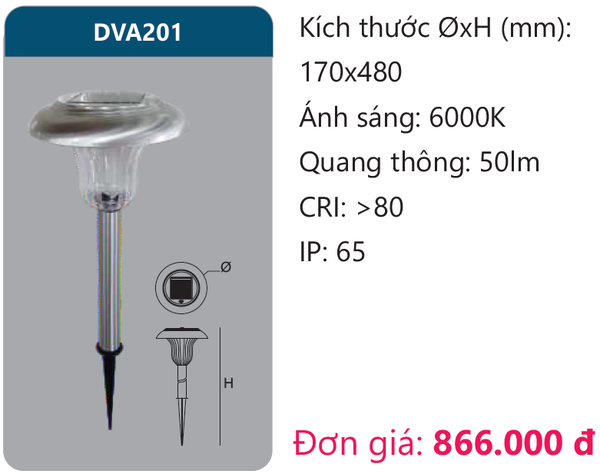 Đèn led sân vườn năng lượng mặt trời Duhal DVA201