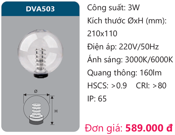 Đèn led sân vườn Duhal DVA503