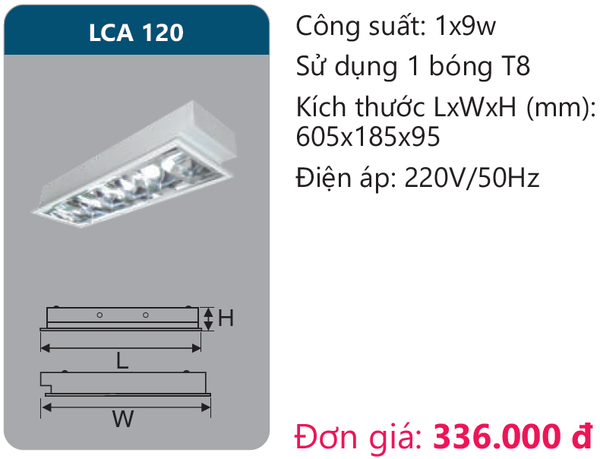 Máng đèn phản quang âm trần Duhal LCA 120