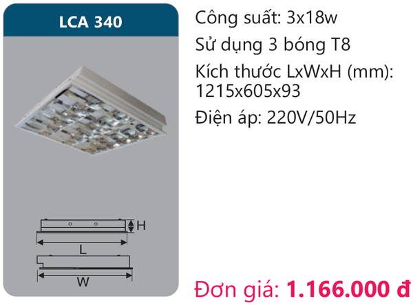 Máng đèn phản quang âm trần Duhal LCA 340