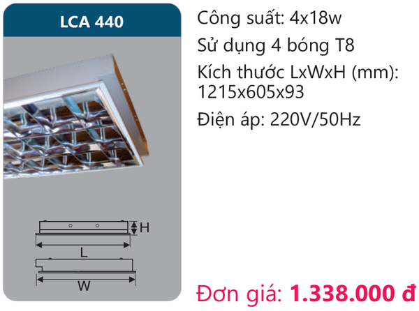 Máng đèn phản quang âm trần Duhal LCA 440