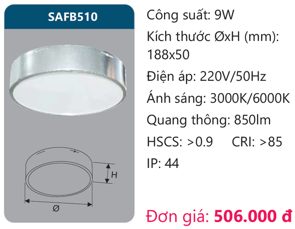 Đèn Led ốp trần gắn nổi Duhal SAFB510