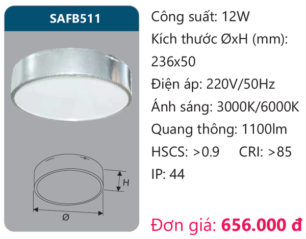 Đèn Led ốp trần gắn nổi Duhal SAFB511