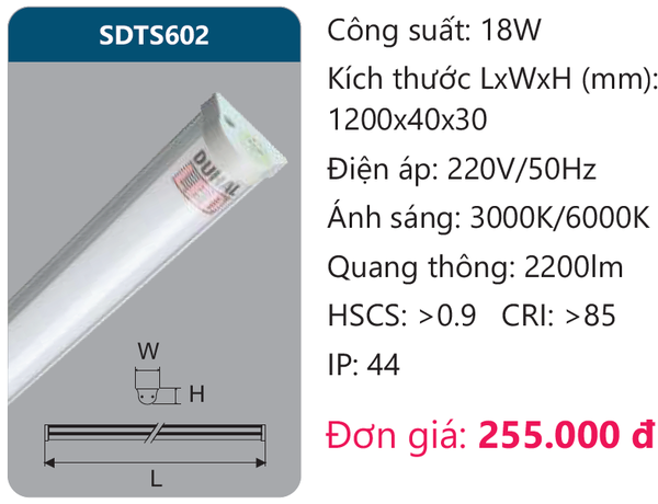 Đèn Led tuýp kiểu Batten Duhal SDTS602