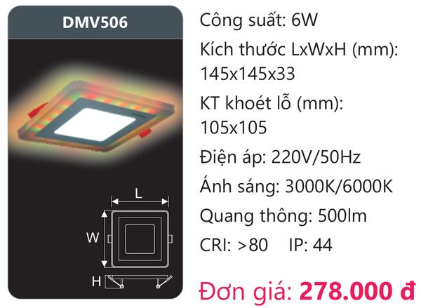 Đèn Led panel màu Duhal DMV506