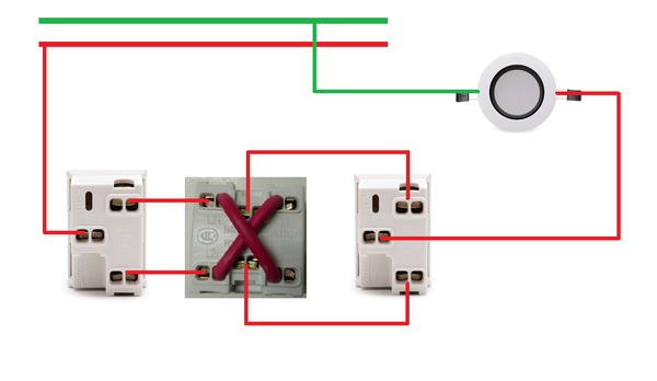 Sơ đồ công tắc 4 cực Panasonic cho mạch điện nhiều công tắc điều khiển 1 bóng đèn