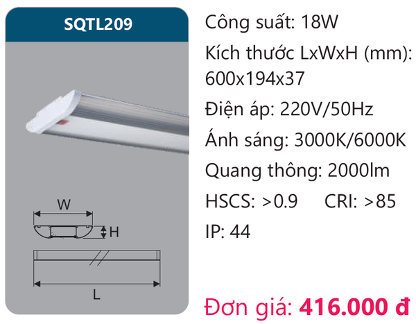 Đèn Led ốp trần gắn nổi Duhal SQTL209