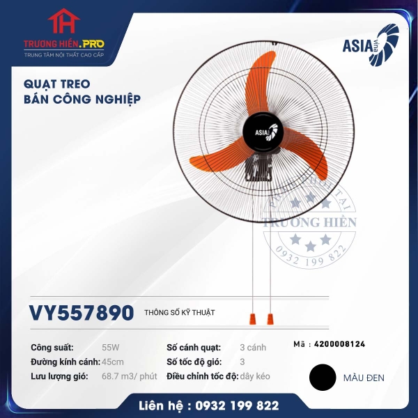 Quạt Treo Tường 2 Dây Asia VY557890-L18002/Đ