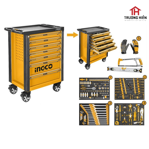 Tủ kéo 7 ngăn và 162 công cụ INGCO HTCS271621
