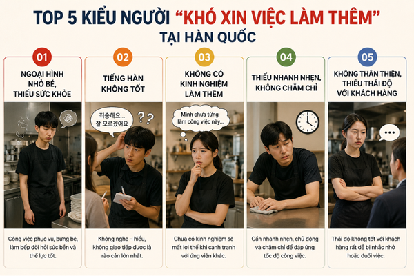 Top 5 Kiểu Người “Khó Xin Việc Làm Thêm” Tại Hàn Quốc – Du Học Sinh Cần Biết Để Tránh