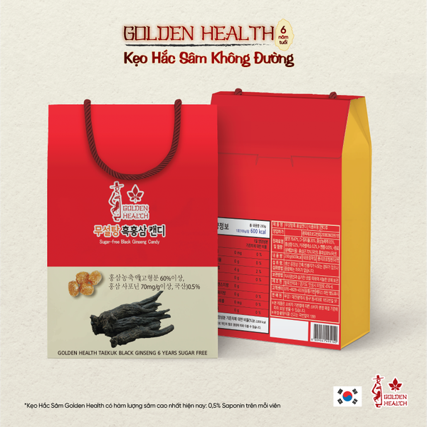 Kẹo Hắc Sâm Không Đường Hàn Quốc Golden Health - Giỏ xách 200g