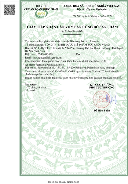 Viên uống FOLIC ACID 400mcg TABLETS