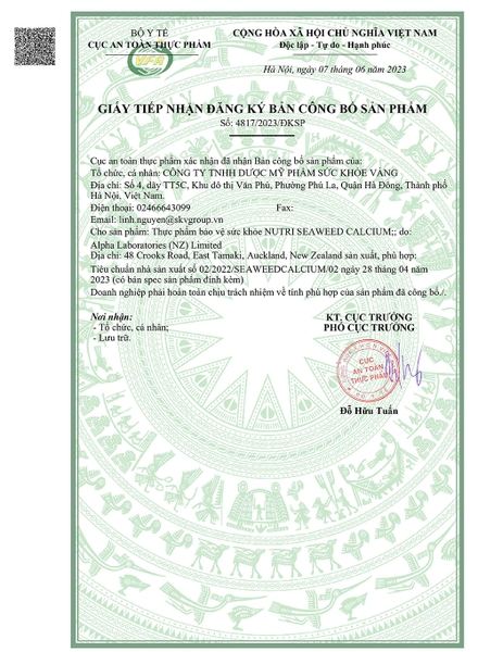 Canxi Hữu Cơ Từ Tảo Biển Nutri Seaweed Calcium 60 Viên