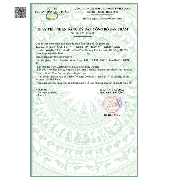 Viên Xương Khớp New Zealand GO Glucosamine 1-A-Day 1500mg 60 viên