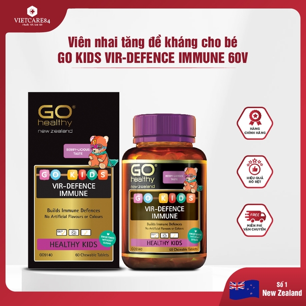Viên nhai tăng sức đề kháng cho bé GO KIDS VIR-DEFENCE IMMUNE  (60 viên)