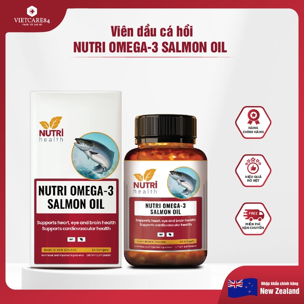 Viên Dầu Cá Hồi New Zealand Nutri Omega-3 Salmon Oil 60 Viên